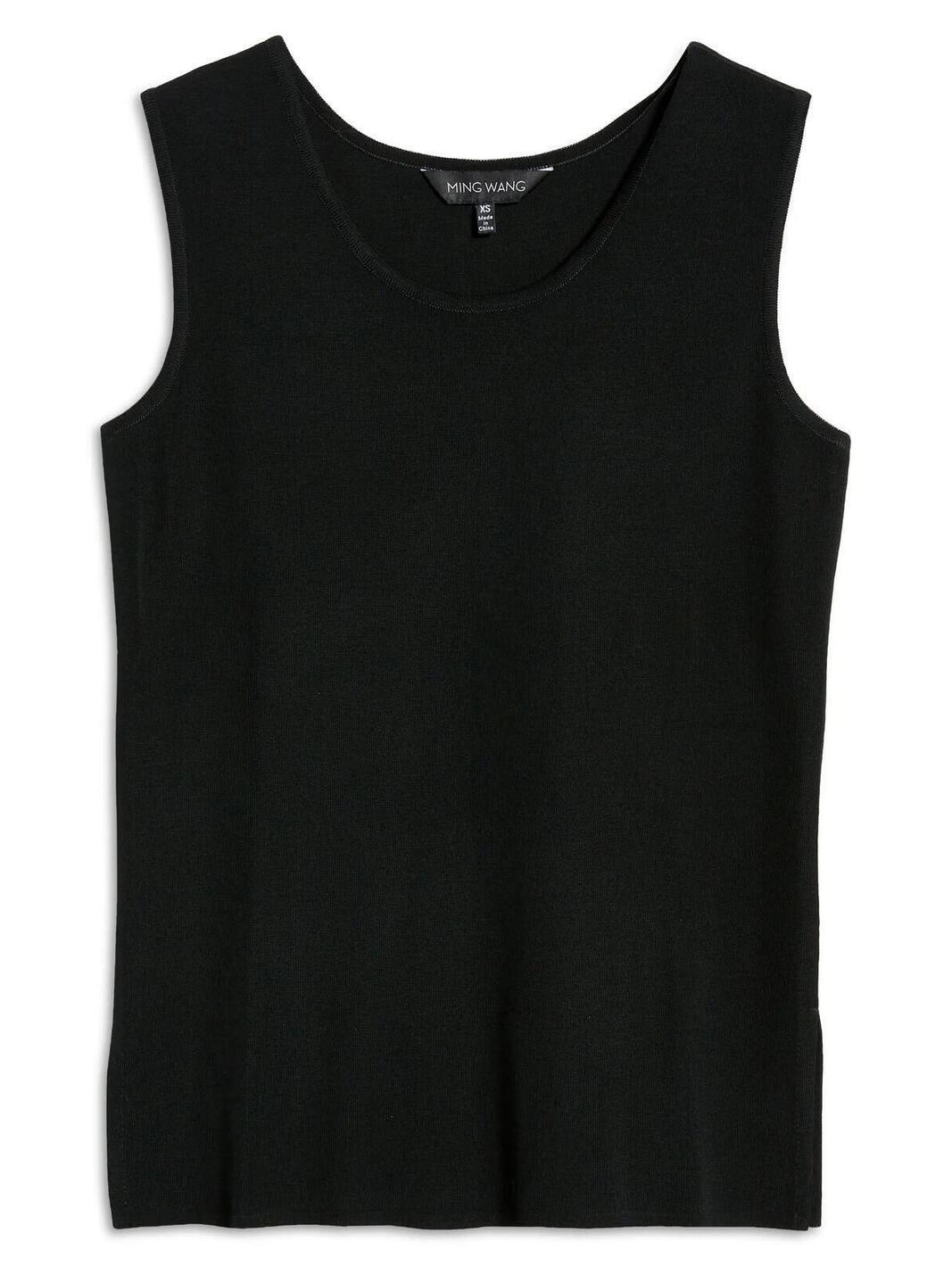 Ming Wang Scoop Neck Knit Leyer Tank, Black Xl Workwear Office